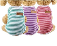 KUTKUT Set of 3 Striped T-Shirt Puppy Clothes for Small Dogs, Kitten, Summer Cotton Vest Doggy Tank Top for Maltese, Bichon, Papillon, Pekingese - kutkutstyle