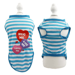 KUTKUT Small Dog & Cat Cotton T-Shirt | Breathable Hug Me Stripes Print Sleeveless Tee Shirt for Maltese, ShishTzu, Lhasa, Pug etc - kutkutstyle