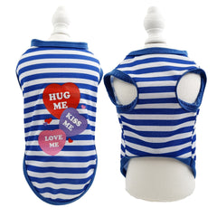 KUTKUT Small Dog & Cat Cotton T-Shirt | Breathable Hug Me Stripes Print Sleeveless Tee Shirt for ShishTzu, Lhasa, Pug etc - kutkutstyle
