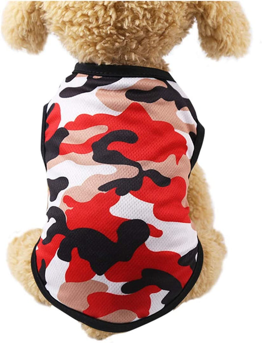 KUTKUT Small Dog Shirt Breathable Camouflage Pet Vest Puppy Kitten Sleeveless Shirts Pullover Pet Daily Camo Clothes for Dogs Cats Summer Cute Soft Stretchy Dog Basic T-Shirt - kutkutstyle