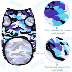 KUTKUT Small Dog Shirt Breathable Camouflage Pet Vest Puppy Kitten Sleeveless Shirts Pullover Pet Daily Camo Clothes for Dogs Cats Summer Cute Soft Stretchy Dog Basic T-Shirt - kutkutstyle