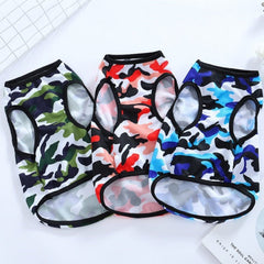 KUTKUT Small Dog Shirt Breathable Camouflage Pet Vest Puppy Kitten Sleeveless Shirts Pullover Pet Daily Camo Clothes for Dogs Cats Summer Cute Soft Stretchy Dog Basic T-Shirt - kutkutstyle