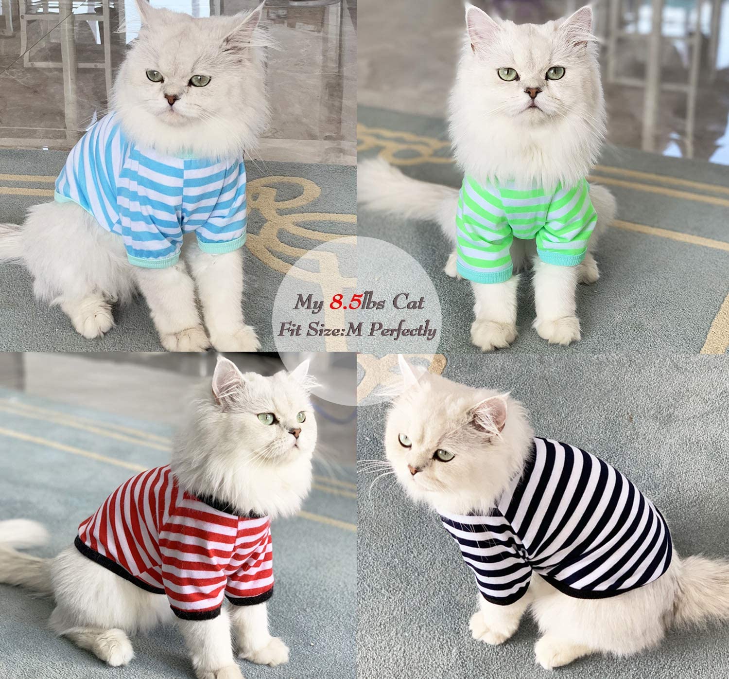 KUTKUT Small Dog Soft Cotton Striped Clothing, Puppy Vest T-Shirts Outfits for Dogs and Cat, Doggy Breathable Soft Shirts for Pet Dogs Kitten Boy and Girl - kutkutstyle