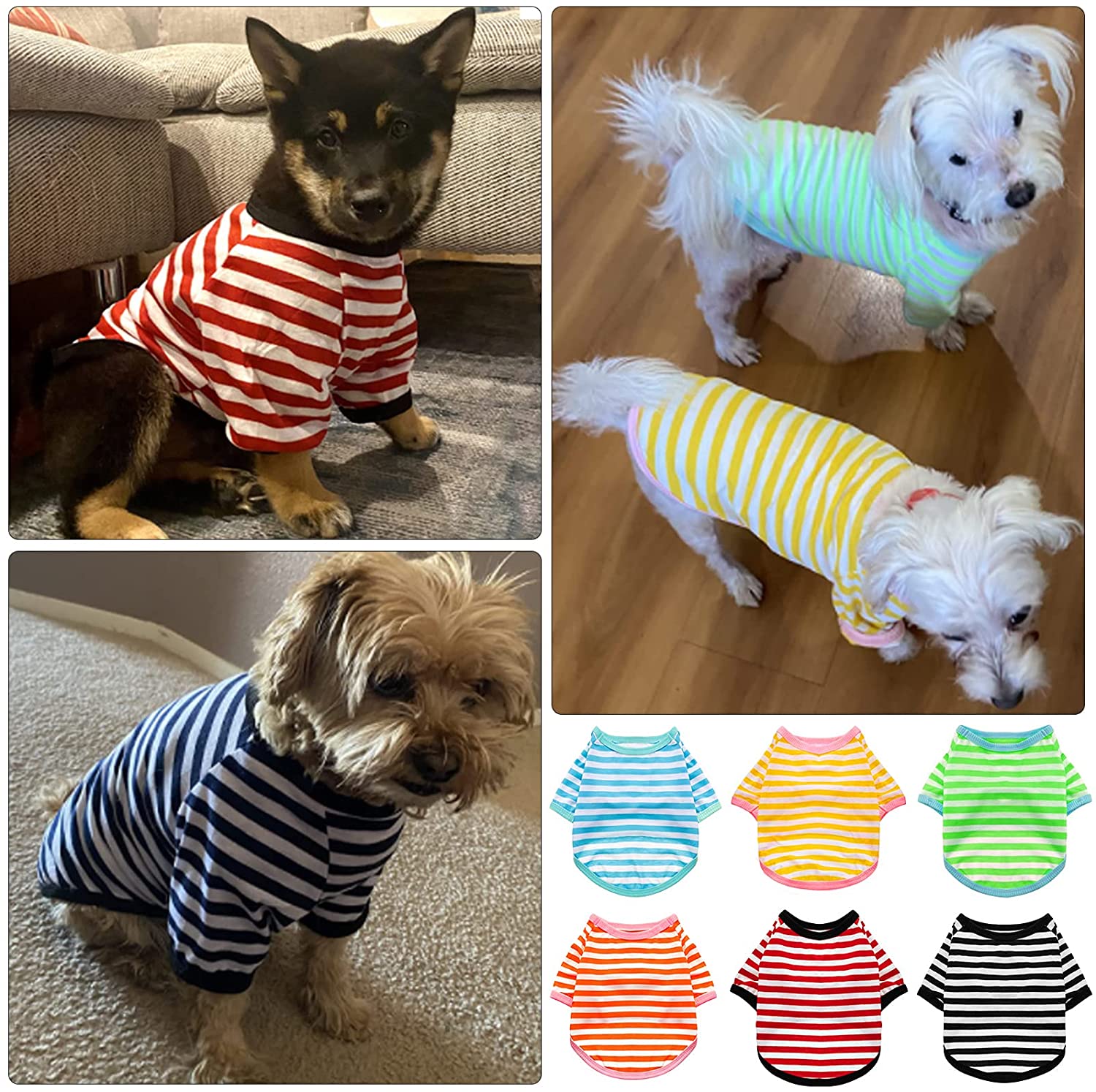 KUTKUT Small Dog Soft Cotton Striped Clothing, Puppy Vest T-Shirts Outfits for Dogs and Cat, Doggy Breathable Tshirts for Pet Dogs Kitten Boy and Girl - kutkutstyle