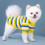 KUTKUT Soft Warm Fleece Small Dog & Cat Shirt, Cute Stripe Pattern Stretchable Winter Cosy Vest Tshirt for Chiuhuahua, Yorkshire, Toypom etc - kutkutstyle