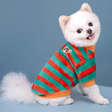 KUTKUT Soft Warm Fleece Small Dog & Cat Shirt, Cute Stripe Pattern Stretchable Winter Cosy Vest Tshirt for Chiuhuahua, Yorkshire, Toypom etc - kutkutstyle
