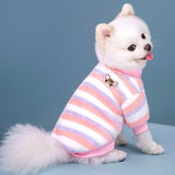 KUTKUT Soft Warm Fleece Small Dog & Cat Shirt, Cute Stripe Pattern Stretchable Winter Cosy Vest Tshirt for Chiuhuahua, Yorkshire, Toypom etc - kutkutstyle