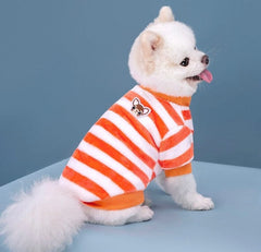 KUTKUT Soft Warm Fleece Small Dog & Cat Shirt, Cute Stripe Pattern Stretchable Winter Cosy Vest Tshirt for Chiuhuahua, Yorkshire, Toypom etc - kutkutstyle