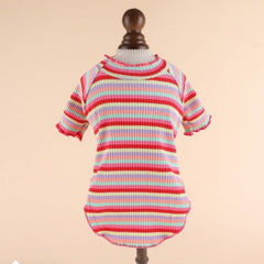 KUTKUT Stripe Print Stretchable Cotton Shirt for Puppies and Small Dogs and Cats, Brethable Shirt for Yorkii, Bichon, Maltese, Devon Rex Cat, Cornish Rex Cat - kutkutstyle