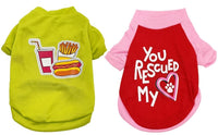 KUTKUT 2 Pieces Dog Shirt for Small Dog Cat Girl Puppy Clothes for Shihtzu, Papillon Maltese Summer Pet Outfits Female Outfits Tshirt Apparel (Size: L, Chest Girth 45cm, Back Length 35cm) - k