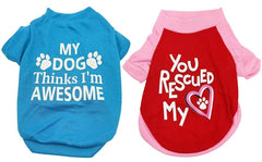 KUTKUT Dog Shirt for Small Dog Girl Pack of 2 Pieces Puppy Clothes for Shihtzu, Papillon, Maltese, Cats Summer Pet Outfits Female Outfits Tshirt Apparel (Size: L, Chest Girth 45cm, Length 35c