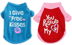 kutkutstyle T-Shirt L# (Chest: 45 & Back Length: 35cm) KUTKUT Pack of 2 Pieces Dog Shirt for Small Dog Girl Puppy Clothes for Shihtzu, Papillon, Maltese, Cats Summer Pet Outfits Female Outfits Tshirt Apparel (Size: L, Chest Girth 45cm, Length 35cm)
