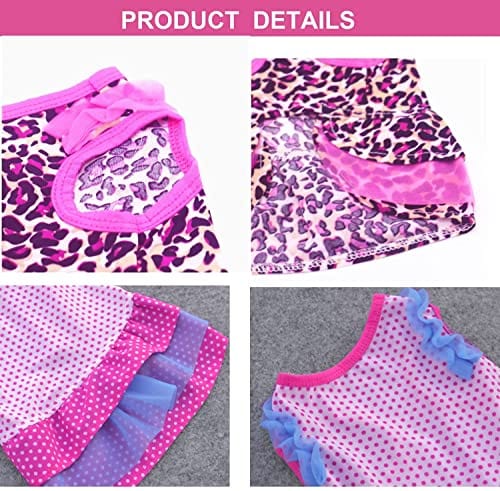 KUTKUT Cute Leopard and Polka Dot Small Dog Dress | Dog Apparel Puppy Dresses for Girl Small Dogs Shihtzu, Maltese, ToyPoodle (Size: L, Chest: 45cm, Length: 35cm) - kutkutstyle