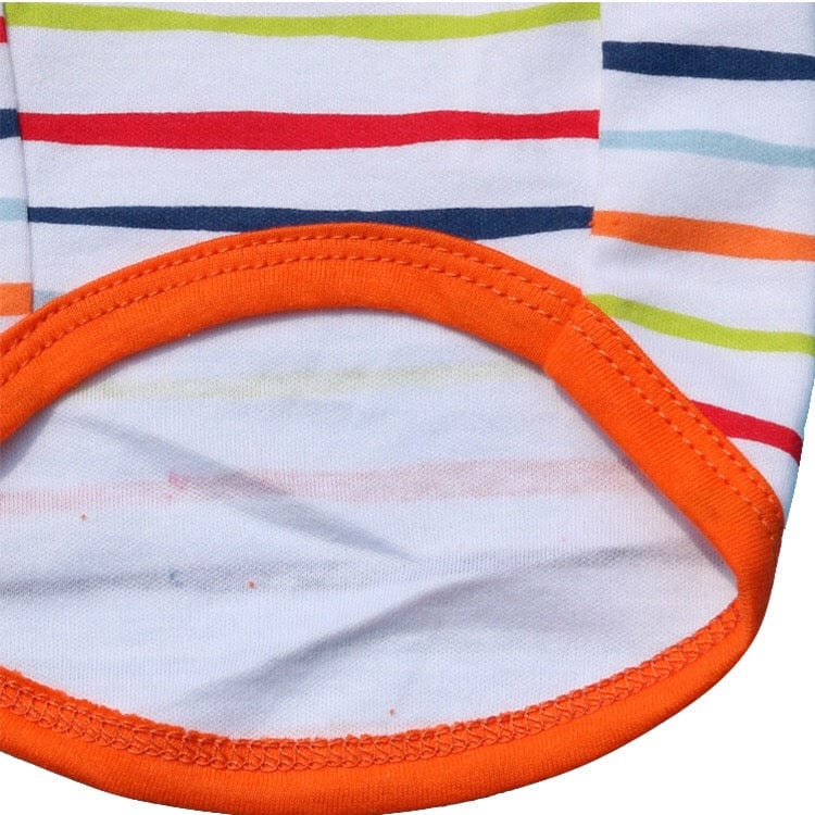 KUTKUT Drooling Stripes Print T-Shirt for Small Dogs | Breathable Cotton Sleeveless Shirt for ShishTzu, Maltese, Pappilon Toy Poodle etc (Size: L, Chest Girth 45cm, Back Length 35cm) - kutkut