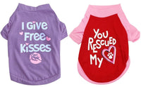 KUTKUT Printed Girl Puppy Shirt - 2 Pieces Soft Breathable Pet T-Shirt Puppy Dog Clothes Soft Sweatshirt for Small Dogs and Cats (Size: L, Chest Girth 46 cm, Back Length 36 cm)-T-Shirt-kutkutstyle