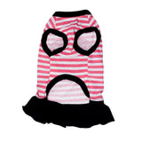 KUTKUT Drooling Small Pet Girl Shirt | Stripe Print Breathable Autumn, Spring & Summer Cotton Sleeveless Shirt For ShishTzu, Maltese, Toy Poodle, Papillon (Size: L, Chest Girth 45cm, Back Len