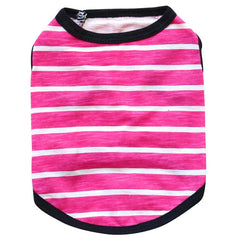 KUTKUT Drooling Stripe Print Shirt for Small Dogs | Breathable Autumn,Spring & Summer Cotton Sleeveless Shirt for ShishTzu, Maltese, Toy Poodle, Papillon (Size: L, Chest Girth 45cm, Back Leng