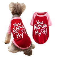 KUTKUT Small Dog & Cat Haloween T-Shirt | Breathable U Rescuied My Heart Printed Half Sleeves Tee Shirt for Small Dogs Chihuahua, Yorkie Shih Tzu (Size: L, Chest Girth 46 cm, Length 36 cm) - 