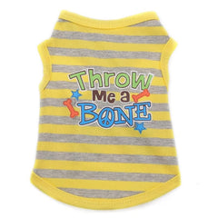 KUTKUT Stripes Print T-Shirt for Small Dogs | Breathable Cotton Sleeveless Shirt for ShishTzu, Maltese, Toy Poodle etc (Size: L, Chest Girth 45cm, Neck Girth 32 cm, Back Length 35cm) - kutkut