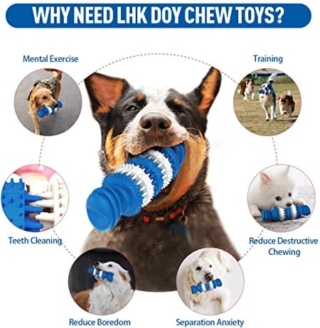 KUTKUT Chew Toy Natural Rubber Bone Tooth Cleaning Non-Toxic Rubber Bite Resistant for Medium & Large Dog Teeth Cleaning/Chewing/Playing/Treat Dispensing (Bone) - kutkutstyle