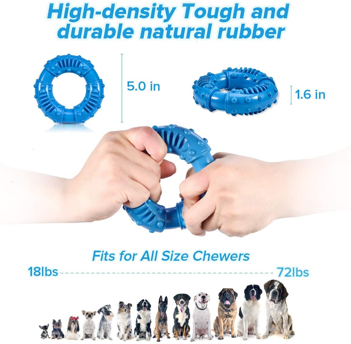 KUTKUT Dog Chew Toys for Aggressive Chewers Large Breed, Non-Toxic Natural Rubber Indestructible Dog Toys, Tough Durable Puppy Chew Toy for Medium Large Dogs - Fun to Chew, Chase and Fetch-Teether-kutkutstyle
