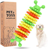 KUTKUT Caterpillar Natural Rubber Tooth Chew Toys | Interactive Molar Stick Cleaning Pet Toothbrush Durable Small Dog Teeth Cleaning Toys Helping to Clean Teeth and Prevent Dental Calculus - 