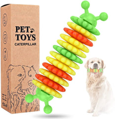 KUTKUT Caterpillar Natural Rubber Tooth Chew Toys | Interactive Molar Stick Cleaning Pet Toothbrush Durable Small Dog Teeth Cleaning Toys Helping to Clean Teeth and Prevent Dental Calculus - 