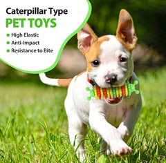 KUTKUT Caterpillar Natural Rubber Tooth Chew Toys | Interactive Molar Stick Cleaning Pet Toothbrush Durable Small Dog Teeth Cleaning Toys Helping to Clean Teeth and Prevent Dental Calculus - 