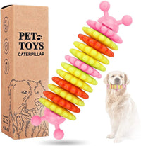 KUTKUT Caterpillar Natural Rubber Tooth Chew Toy | Interactive Molar Stick Cleaning Pet Toothbrush Durable Small Dog Teeth Cleaning Toys Helping to Clean Teeth and Prevent Dental Calculus - k