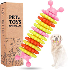 KUTKUT Caterpillar Natural Rubber Tooth Chew Toy | Interactive Molar Stick Cleaning Pet Toothbrush Durable Small Dog Teeth Cleaning Toys Helping to Clean Teeth and Prevent Dental Calculus - k
