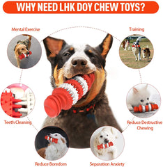 KUTKUT Chew Toy for Dogs Natural Rubber Bone Tooth Cleaning Toy Non-Toxic Rubber Bite Resistant for Medium and Large Dog Teeth Cleaning/Chewing/Playing/Treat Dispensing (Bone) - kutkutstyle