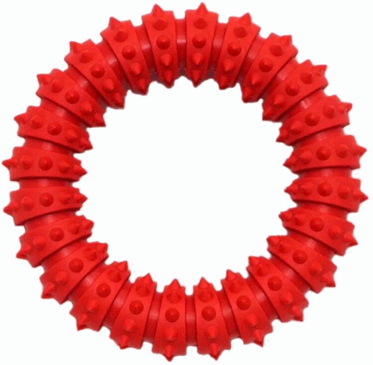 KUTKUT Durable Dog Chew Toy for Aggressive Chewers - Ultra Tough Natural Rubber Teething Toy, Nearly Indestructible Dog Toy for Medium and Large Breed Chewing, Training, Reduce Anxiety (Red) 