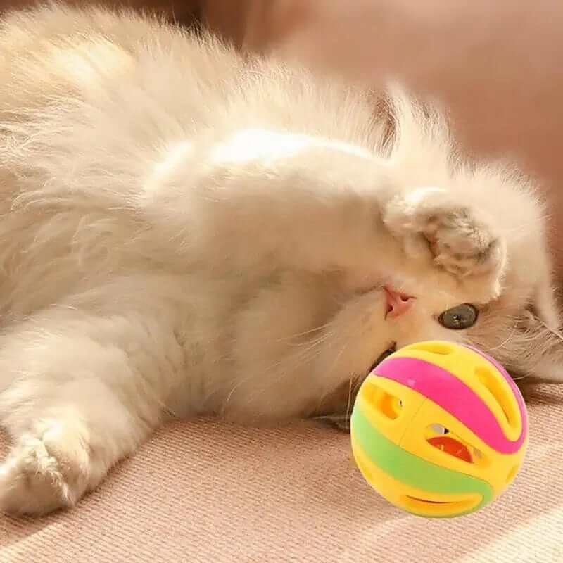 KUTKUT 10 Pieces Cat Toy Balls Pet Cat Kitten Play Balls with Jingle Bell Pounce Chase Rattle Toy Cat Toys for Indoor-Toys-kutkutstyle