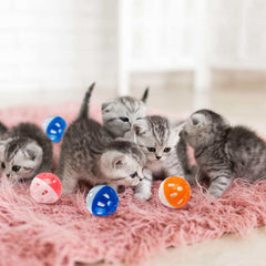 KUTKUT 12Pcs 4CM Cat Toy Ball with Bell, Pet Toy Cat Bell Ball Cat Toy with Bell Cat Jingle Balls for Cats Kitten, Plastic Cat Toys Jingle Balls Pounce Chase Rattle Ball Toys Random Color - k
