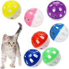 KUTKUT 12Pcs 4CM Cat Toy Ball with Bell, Pet Toy Cat Bell Ball Cat Toy with Bell Cat Jingle Balls for Cats Kitten, Plastic Cat Toys Jingle Balls Pounce Chase Rattle Ball Toys Random Color - k