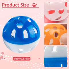 KUTKUT 12Pcs 4CM Cat Toy Ball with Bell, Pet Toy Cat Bell Ball Cat Toy with Bell Cat Jingle Balls for Cats Kitten, Plastic Cat Toys Jingle Balls Pounce Chase Rattle Ball Toys Random Color - k