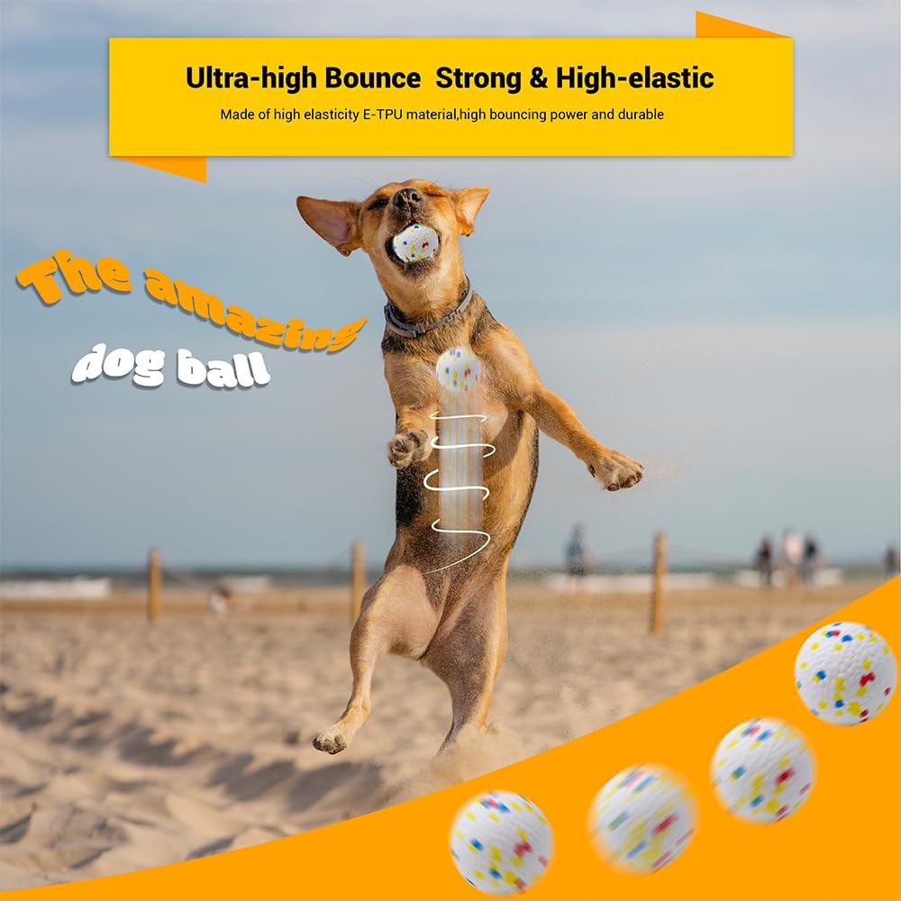 KUTKUT 2Pcs Dog Balls, Indestructible Tennis Balls for Small Dogs, Durable Bouncy Dog Toy Balls for Aggressive Chewers, Interactive Dog Toys for Fetch Game, Lightweight Floating Dog Toys  - 