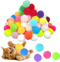 KUTKUT 40Pcs 3.8cm Cat Toy Balls,Soft Kitten Pompon Toys Indoor Cats Interactive Playing Quiet Ball,Cats Favorite Toy Plush Toy Balls for Kitten Training & Play Fuzzy & Soft Lightweight Cat Toy Balls-Toys-kutkutstyle