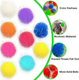 KUTKUT 50 Pcs 3cm Sparkle Ball Cat Toy Interactive Balls Multicolor for Kittens Exercise and Multiple Cats Play and Chase Cat's Favorite Toy Ball Tinsel Pom Poms Glitters - kutkutstyle