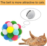 KUTKUT 5Pcs (4.5cm) Cat Toy Balls with Bell - Round Colorful Cat Ball Toy Built-in Bell Interactive Cat Ball Toy Soft Pompom Balls for Indoor Cats Kitten - kutkutstyle
