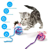 KUTKUT 6Pcs Cat Yarn Ball Toys-Colorful Woolen Thread Balls Built-in Bell, Furry Rattle Ball for Kitty & Kitten Training Indoor Play, Pet Cat Interactive Chasing Chewing Molar Cotton Thread B
