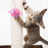 KUTKUT 6Pcs Cat Yarn Ball Toys-Colorful Woolen Thread Balls Built-in Bell, Furry Rattle Ball for Kitty & Kitten Training Indoor Play, Pet Cat Interactive Chasing Chewing Molar Cotton Thread B