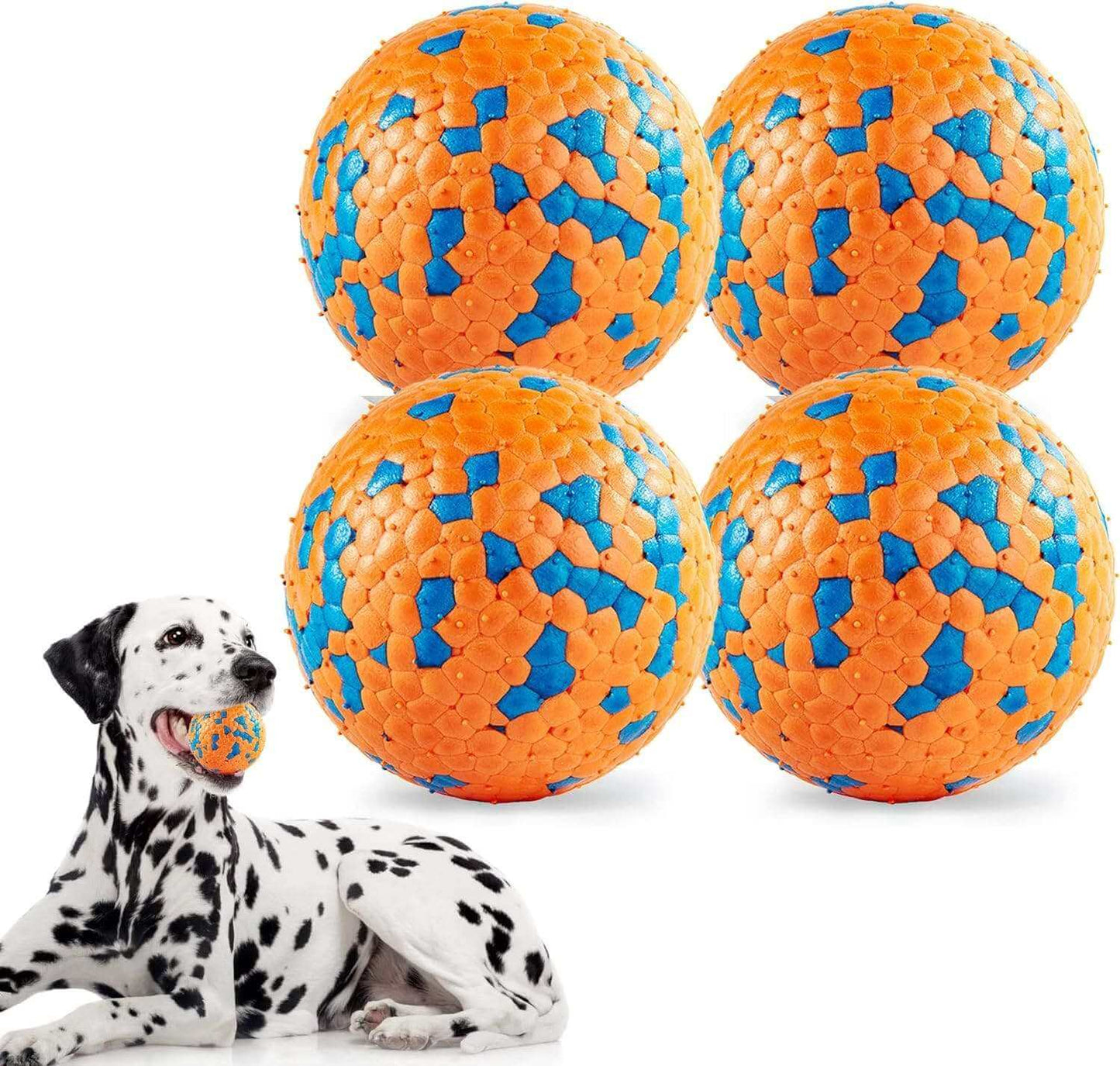 kutkutstyle Toys KUTKUT  Diameter Interactive Dog Ball Dog Aggressive Chewers Chew Toys Puppy Teething Ball Floating Toy Fetch Balls Durable Solid Dog Balls Tennis Balls for Dog (Pack of 4pcs)