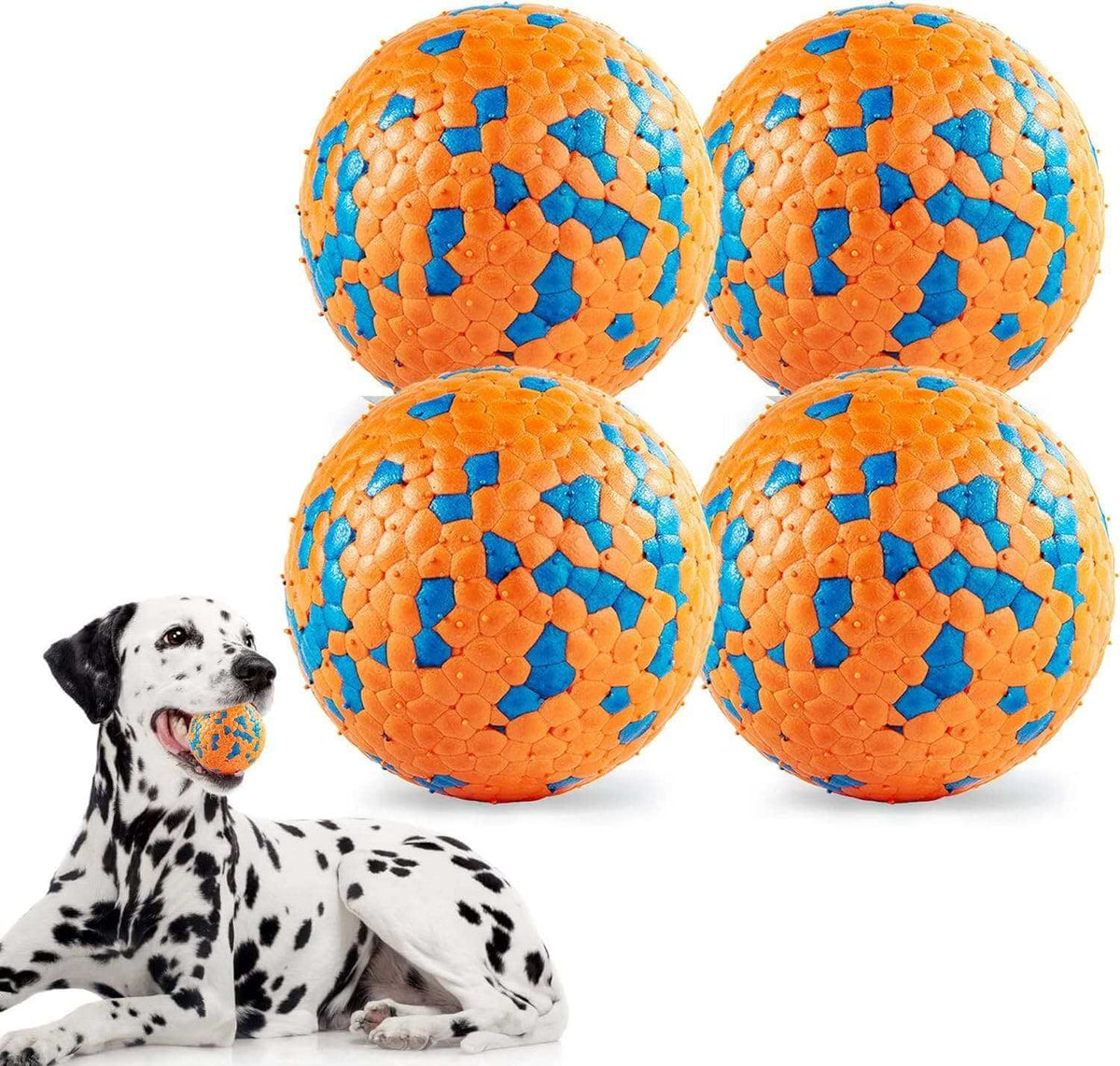 KUTKUT  Diameter Interactive Dog Ball Dog Aggressive Chewers Chew Toys Puppy Teething Ball Floating Toy Fetch Balls Durable Solid Dog Balls Tennis Balls for Dog (Pack of 4pcs) - kutkutstyle