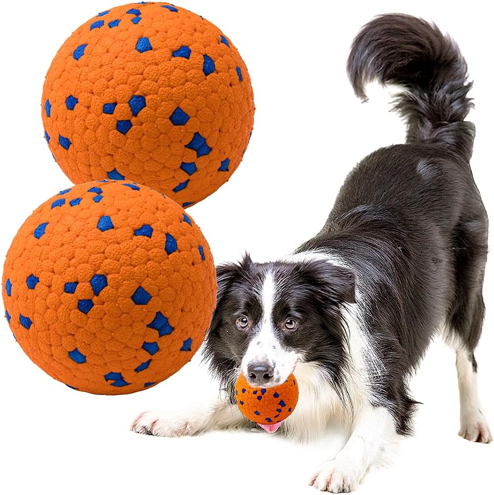KUTKUT Dog Balls Toys for Aggressive Chewers, Dog Teething Ball Indestructible Bouncy Floating Balls for Puppy, Small Dogs to Fetch, Durable Solid Rubber Ball for Training -(2 Pack)-Toys-kutkutstyle