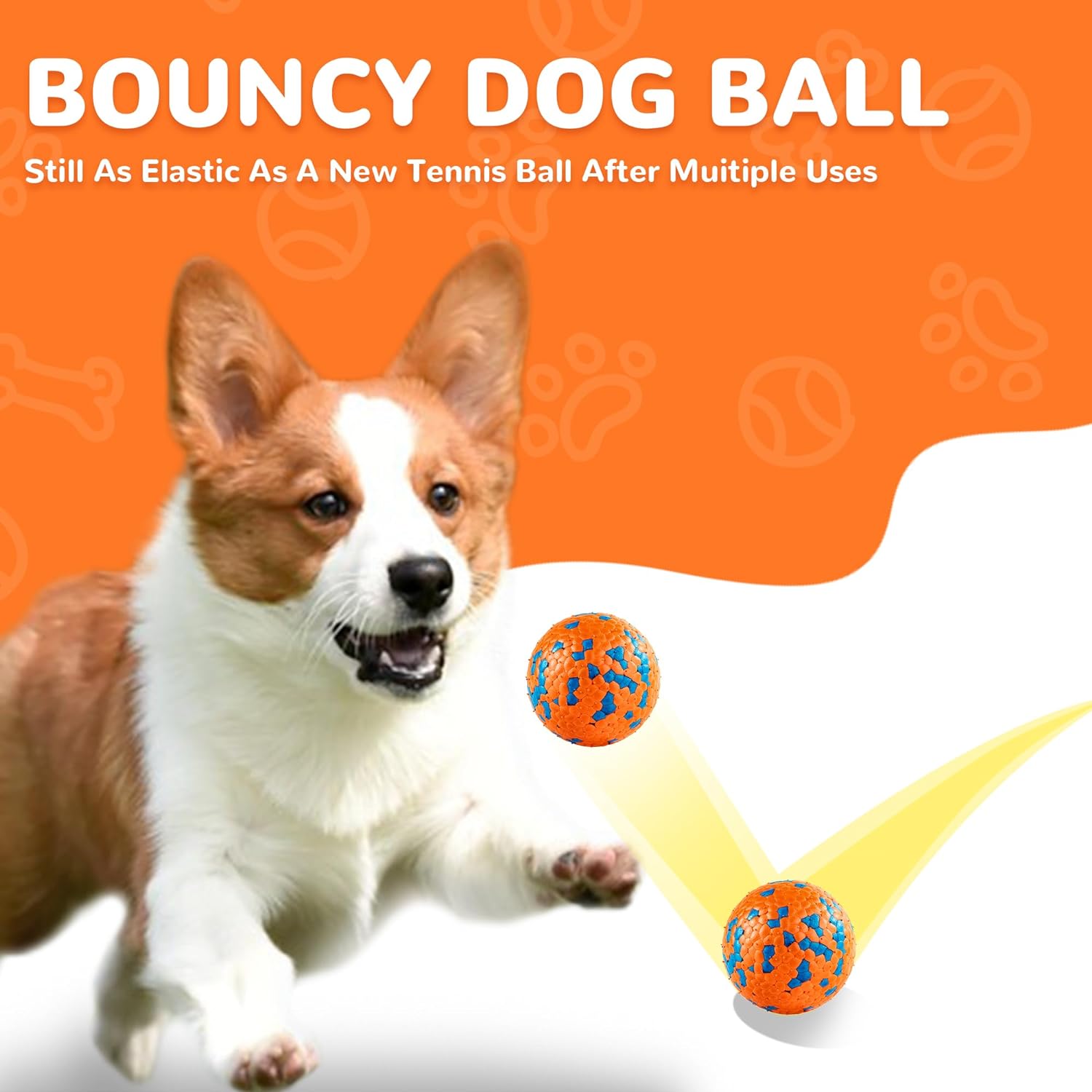 KUTKUT High Bounce Dog Balls for Aggressive Chewers, Floating Dog Toys for Water Fetch,Durable Tennis Balls for Dogs, Indestructible Dog Toys for Small Dogs Aggressive Chewers, Dog Pool Toys 