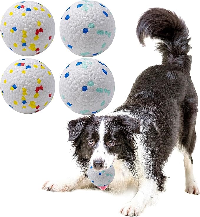 KUTKUT Pack of 4Pcs Dog Balls Toy for Aggressive Chewers, Indestructible Bouncy Dog Ball, Lightweight&Floating, Durable Dog Chew Ball for Small Dogs to Fetch and Play.-Toys-kutkutstyle
