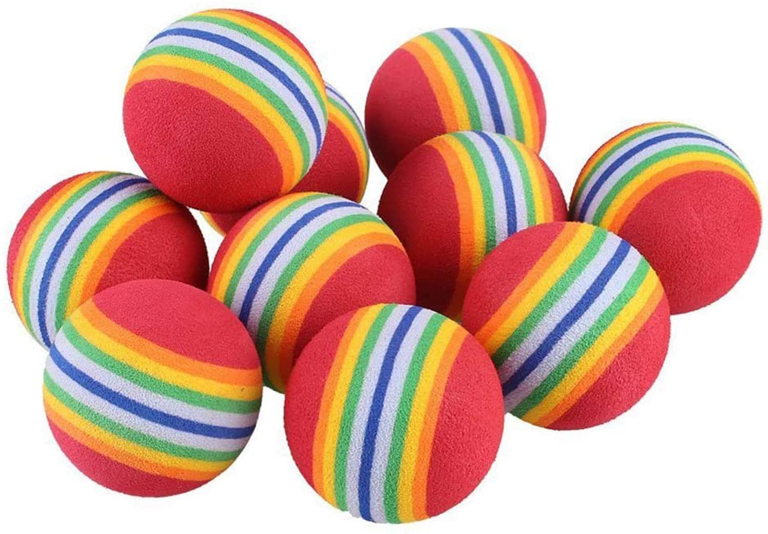 KUTKUT Pack of 10 Foam Balls for Cats, Colorful Rainbow Ball Cat Toy Sponge Ball Cat Toy Ball, Soft Pet Ball Toy for Cat Puppy Kitty Indoor Activity Play Training - kutkutstyle
