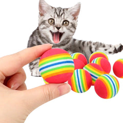 KUTKUT Pack of 10 Foam Balls for Cats, Colorful Rainbow Ball Cat Toy Sponge Ball Cat Toy Ball, Soft Pet Ball Toy for Cat Puppy Kitty Indoor Activity Play Training - kutkutstyle